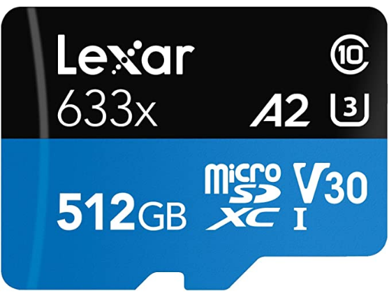 Lexar High-Performance 633x 512GB microSDXC UHS-I Card with SD Adapter (LSDMI512...